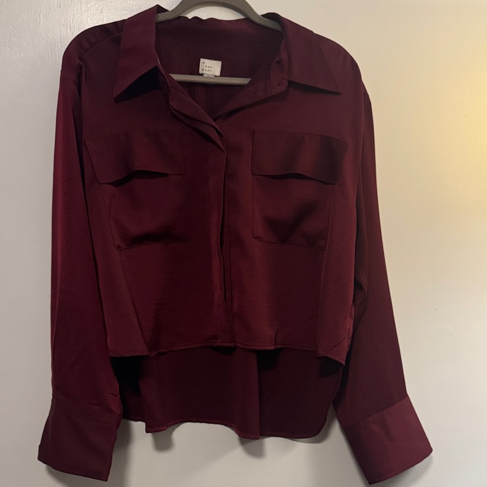a new day Deep Red Button-Down Shirt